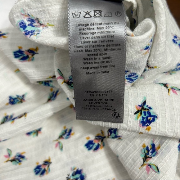 Zadig and Voltaire Floral Lace Peasant Prairie Top Sz XS - Picture 14 of 16